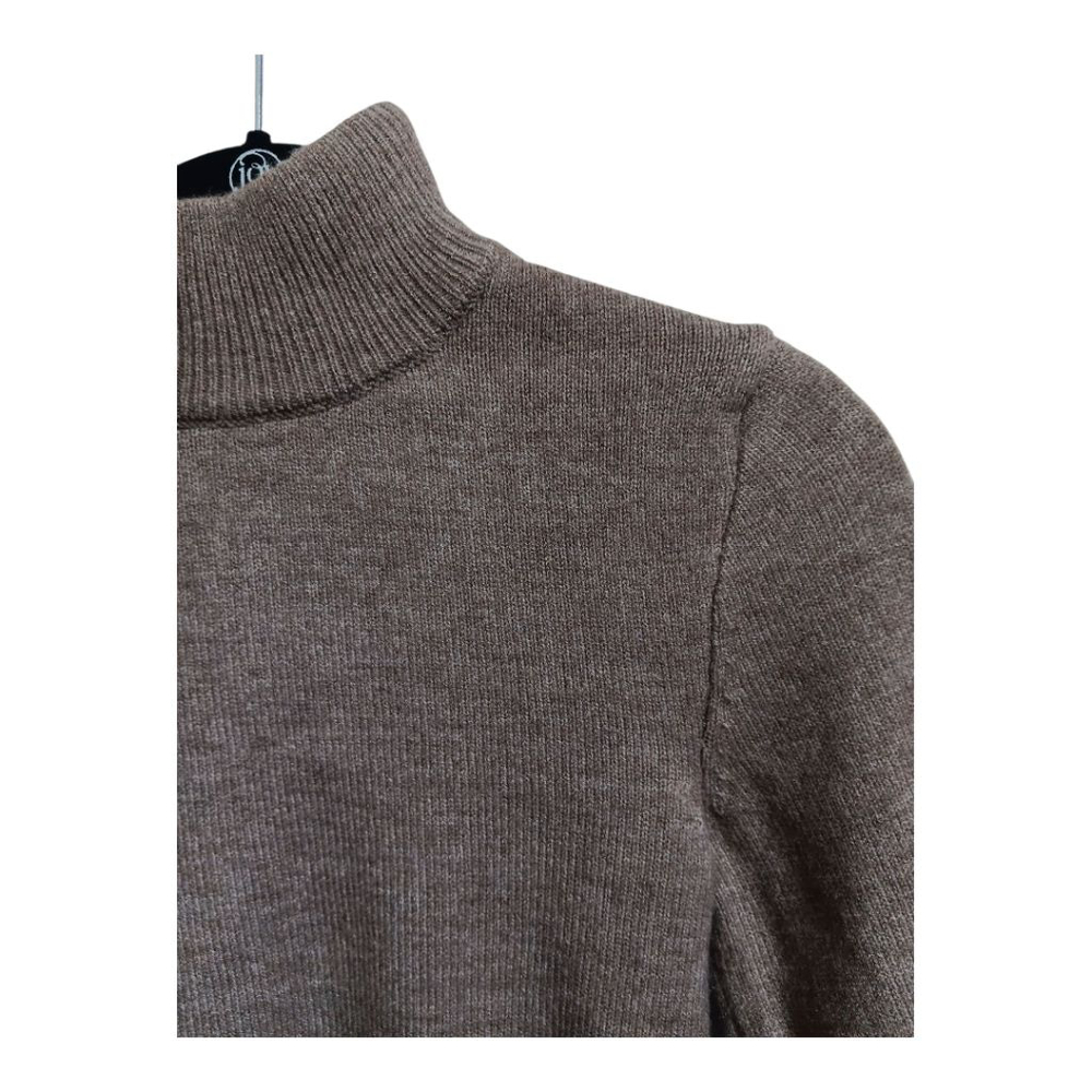 Bershka Wool Blend Mock Turtleneck Cropped Long Sleeved Sweater in Chocolate - Picture 7 of 9